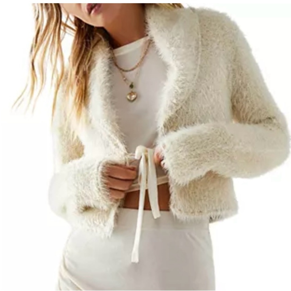 Free People, Purple Fuzzy Women's Purple Jacket - Picture 7 of 9
